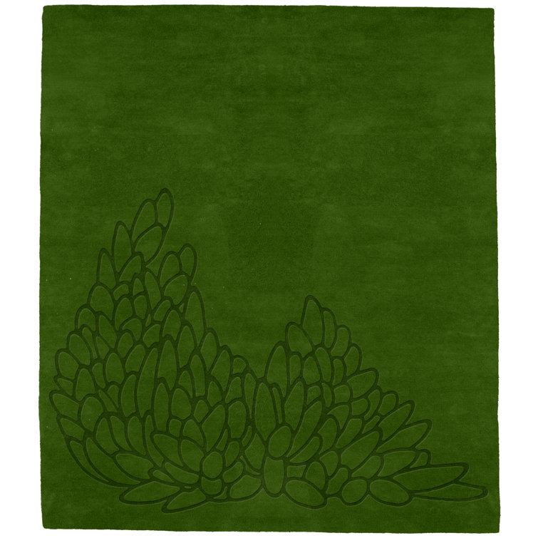 Modern Rugs Leaves HandTufted Wool Moss Green Area Rug Wayfair